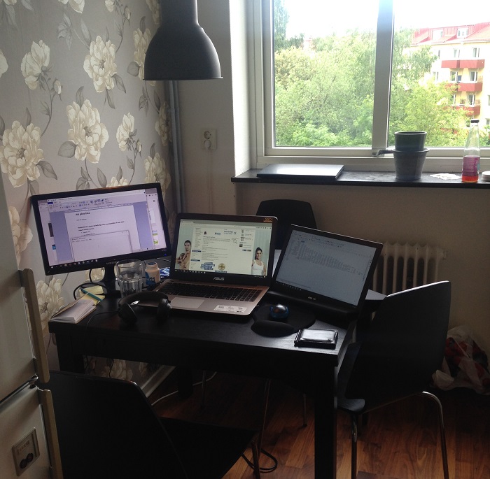 A digital nomad office in Sweden during summer